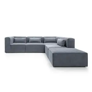 Doris Modular Extended Corner Sofa in Dark Grey Cord Chenille