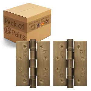 AFIT Florentine Bronze Door Hinges - 4 Inch / 102mm  Internal Fire Door Hinges - 15 Pairs