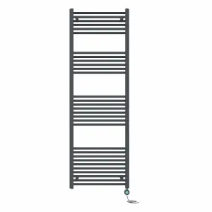 Right Radiators Prefilled Thermostatic Electric Heated Towel Rail Straight Bathroom Ladder Warmer - Anthracite 1800x600 mm