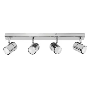 ValueLights Rosie Modern 4 Way Straight Bar Ceiling Spotlight Fitting Polished Chrome Finish