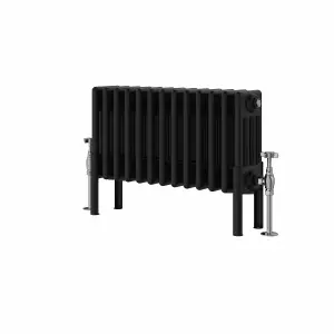 Right Radiators 300x605 mm Horizontal Traditional 4 Column Cast Iron Style Radiator Black