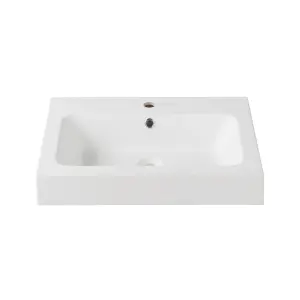 GoodHome Duala Matt White Rectangular Wall-mounted Basin (W)60cm