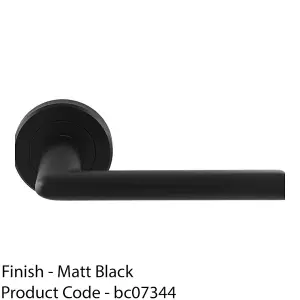 PAIR Matt Black Door Handle Slimline Straight Bar Lever Round Rose Concealed Fix