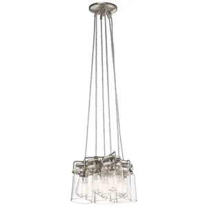 Elstead Brinley 6 Light Cluster Pendant Brushed Nickel, E27