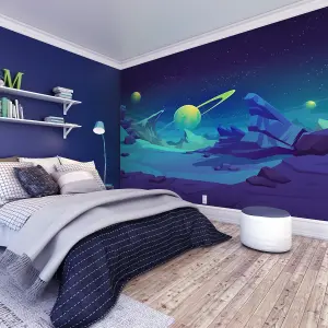 Origin Murals Space Landscape Blue Matt Smooth Paste the Wall Mural 300cm Wide X 240cm High