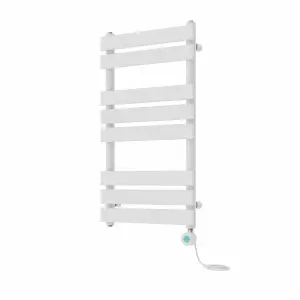 Rinse Bathrooms Smart WiFi Thermostatic Electric Bathroom Flat Panel Heated Towel Rail Radiator with Timer 800x450mm - White