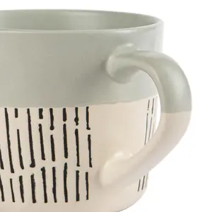 Nicola Spring - Dipped Dash Stoneware Coffee Mug - 450ml - Grey