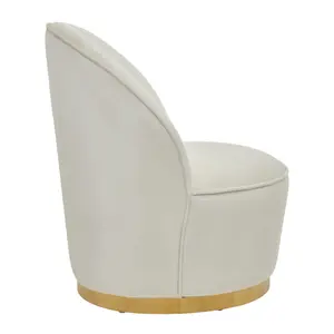 Interiors by Premier Stylish Cream Velvet Base Chair, Elegant Accent Chair, Velvet Upholstered Armless Chair, Mid-century Chair