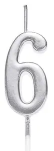 Shatchi Silver 6 Number Candle Birthday Anniversary Party Cake Decorations Topper