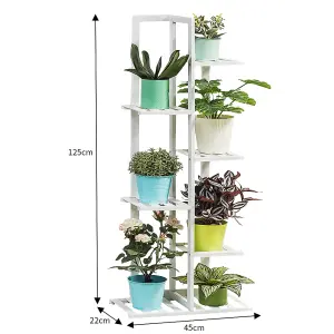 Outdoor 6-Tier Garden Wood Plant Stand 125cm H