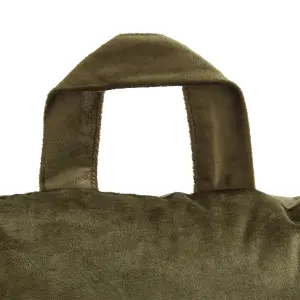 Catherine Lansfield Kingsley Matt Velvet High Back Cuddle Cushion Back Rest Olive Green