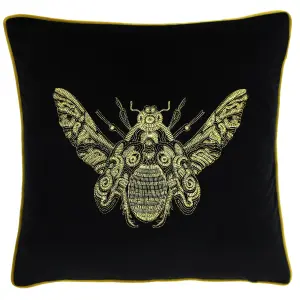 Paoletti Cerana Embroidered Velvet Polyester Filled Cushion