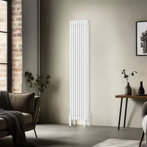 Right Radiators 1800x380 mm Vertical Traditional 4 Column Cast Iron Style Radiator White