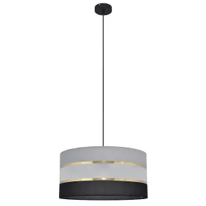 Luminosa Helen Cylindrical Pendant Ceiling Light Black, Gold, Grey 40cm