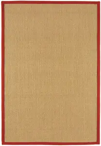 Red Bordered Plain Modern Easy to clean Rug for Dining Room Bed Room and Living Room-160cm X 230cm