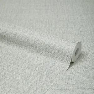 Linen Lustre Wallpaper in Warm Grey