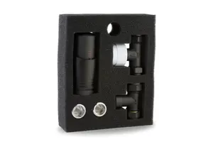 Designer Black Thermostatic Radiator Valve Twin Pack TRV Straight 15mm