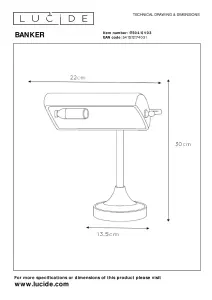 Lucide Banker Classic Desk Lamp - 1xE14 - Bronze