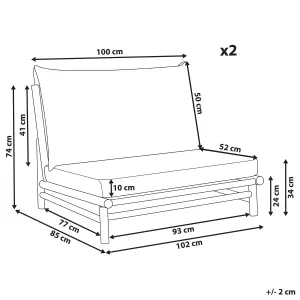 Set of 2 Garden Chairs with Cushions TODI Bamboo Wood Off-White