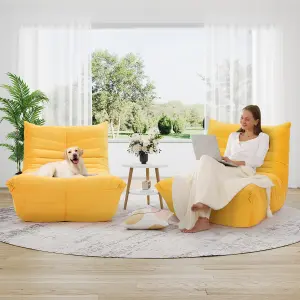 Lazy Floor Sofa Couch,  Ergonomic Design Fireside Chair, Yellow