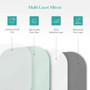 EMKE Square Wall Mounted Mirror 60CM Decorative Wall-Mounted Hanging Bathroom Bedroom Living Room Vanity Mirror