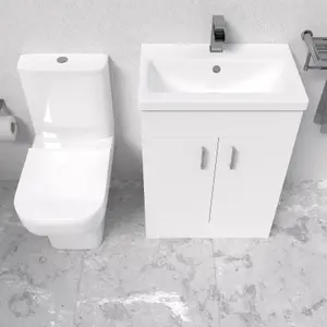 Nes Home White Basin Vanity and Close Coupled Toilet