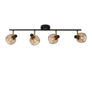 Lucide Maren Retro Ceiling Spotlight Bar - 4xE14 - Matt Gold, Brass