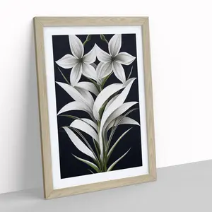 XV1022-3943X Shining Flowers - Single Picture Frame Print Oak Framed / 64cm H x 46cm W x 2cm D