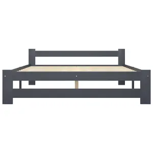 Berkfield Bed Frame Dark Grey Solid Pine Wood 140x200 cm