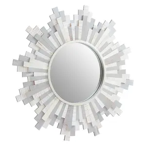 Interiors by Premier Sunburst Grey and White Wooden Wall Mirror