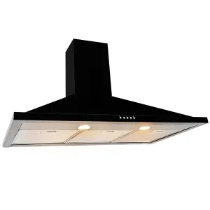 Leisure H92PK Black Stainless steel Chimney Cooker hood, (W)90cm