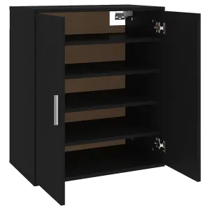 Berkfield Shoe Cabinet Black 60x35x70 cm Engineered Wood