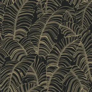 Galerie Bazaar Black Light Ochre Broadleaf Smooth Wallpaper