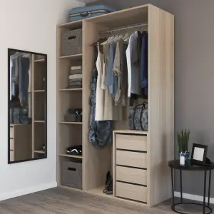 GoodHome Atomia Freestanding Oak effect Particle board Wardrobe, clothing & shoes organiser (H)2250mm (W)1500mm (D)580mm