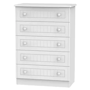 Ready assembled Matt white 5 Drawer Chest of drawers (H)1075mm (W)765mm (D)415mm