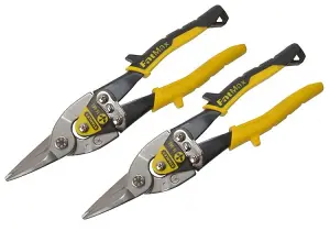 2 Stanley STA214563 Aviation Compound Snip Snips Straight Cut Twin Pack 2-14-563