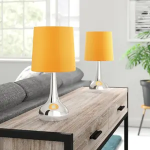 Chasse Metal Table Lamp (Set of 2) Silver Base / Mustard Shade / Not Included