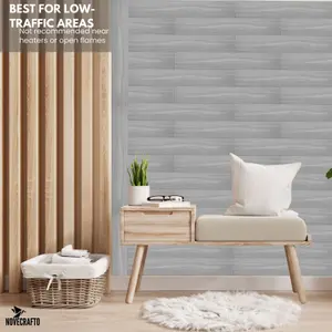 Decorative Wall Panels with Wood effect - Polystyrene Ceiling Tiles Covers 2sqm, Wall Cladding Easy Cut & Instal, Grey Board Look