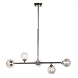 Luminosa Grosseto Bar Pendant Ceiling Light Black Chrome Plate, Smoked Mirror Glass