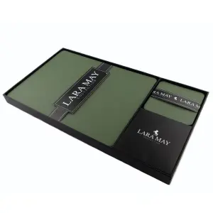 Set of 6 Olive Green Recycled Leather Placemats and 6 Leather Coasters