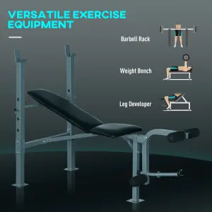 HOMCOM Adjustable Multi Gym Weight Bench Barbell Stand Chest Leg Abs Training