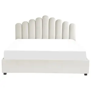 Velvet EU Super King Size Ottoman Bed Off White VINCENNES