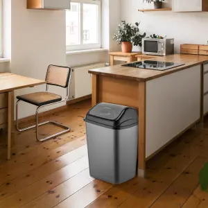 50l Plastic Flip Top Waste Bin - Swing Lid Garbage Rubbish Kitchen Dustbin