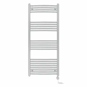 Right Radiators Prefilled Thermostatic Electric Heated Towel Rail Curved Ladder Warmer Rads - Chrome 1400x600 mm