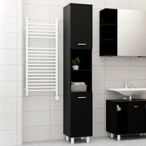 Berkfield Bathroom Cabinet Black 30x30x179 cm Engineered Wood