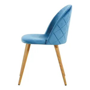 Set of 4 Lucia Velvet Dining Chairs Upholstered Dining Room Chairs, Blue