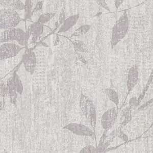 GoodHome Hirta Lilac Metallic effect Floral Textured Wallpaper Sample