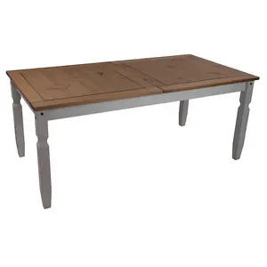 Mercers Furniture Corona Grey Wax 6'0" Dining Table & 6 Chairs Set Solid Pine with Mexican Styling