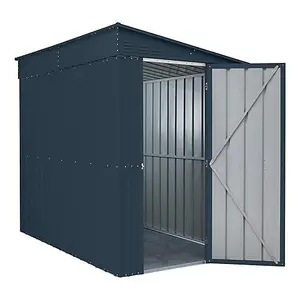 Globel 5x8ft Lean-To Metal Garden Shed - Anthracite Grey