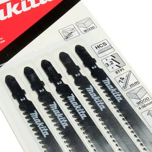 Makita D-34877 5 Piece Jig Saw Blades - Fast & Straight Cuts For Soft Wood & PVC